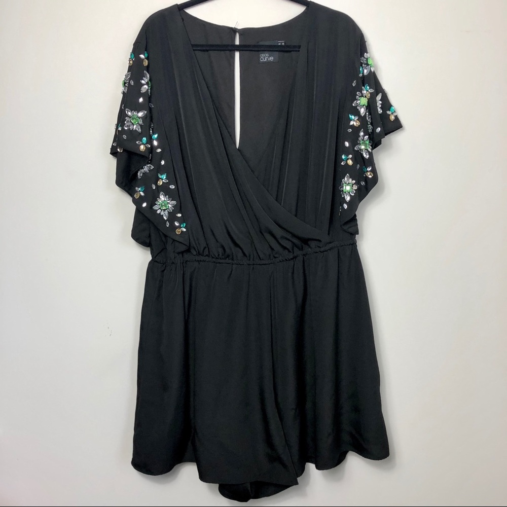 ASOS CURVE bejeweled black romper